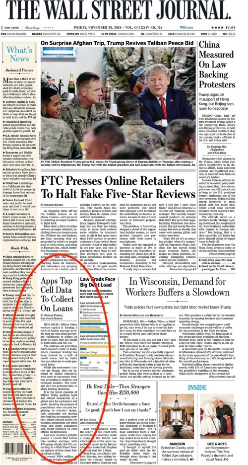 2019 12 03 wsj front page