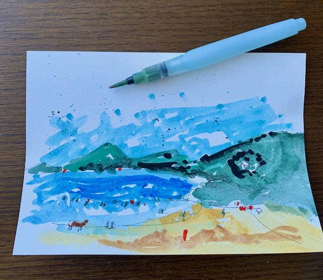 watercolor Hong Kong beach