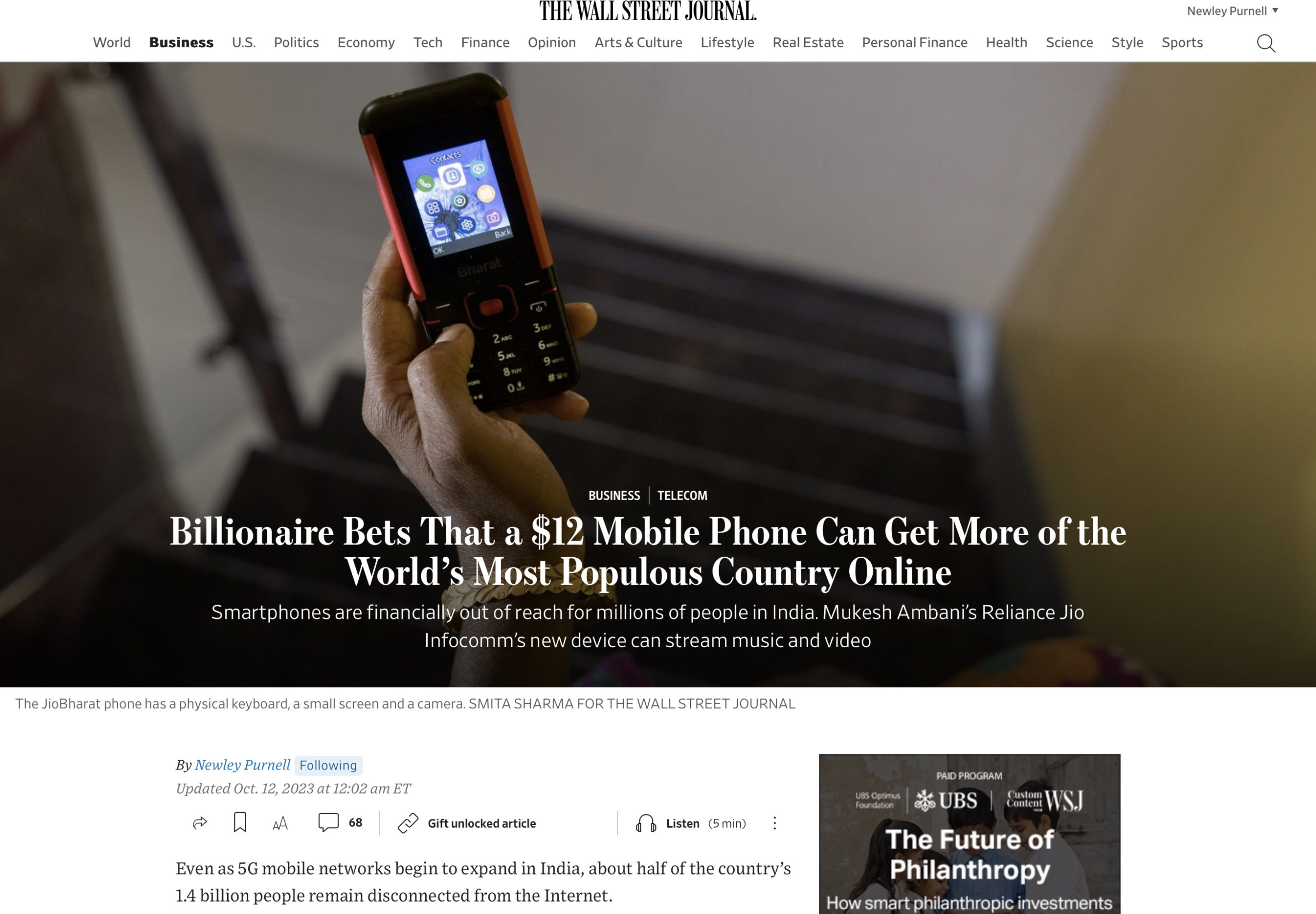 Billionaire Bets That a 12 Mobile Phone Can Get More of the World’s Most Populous Country